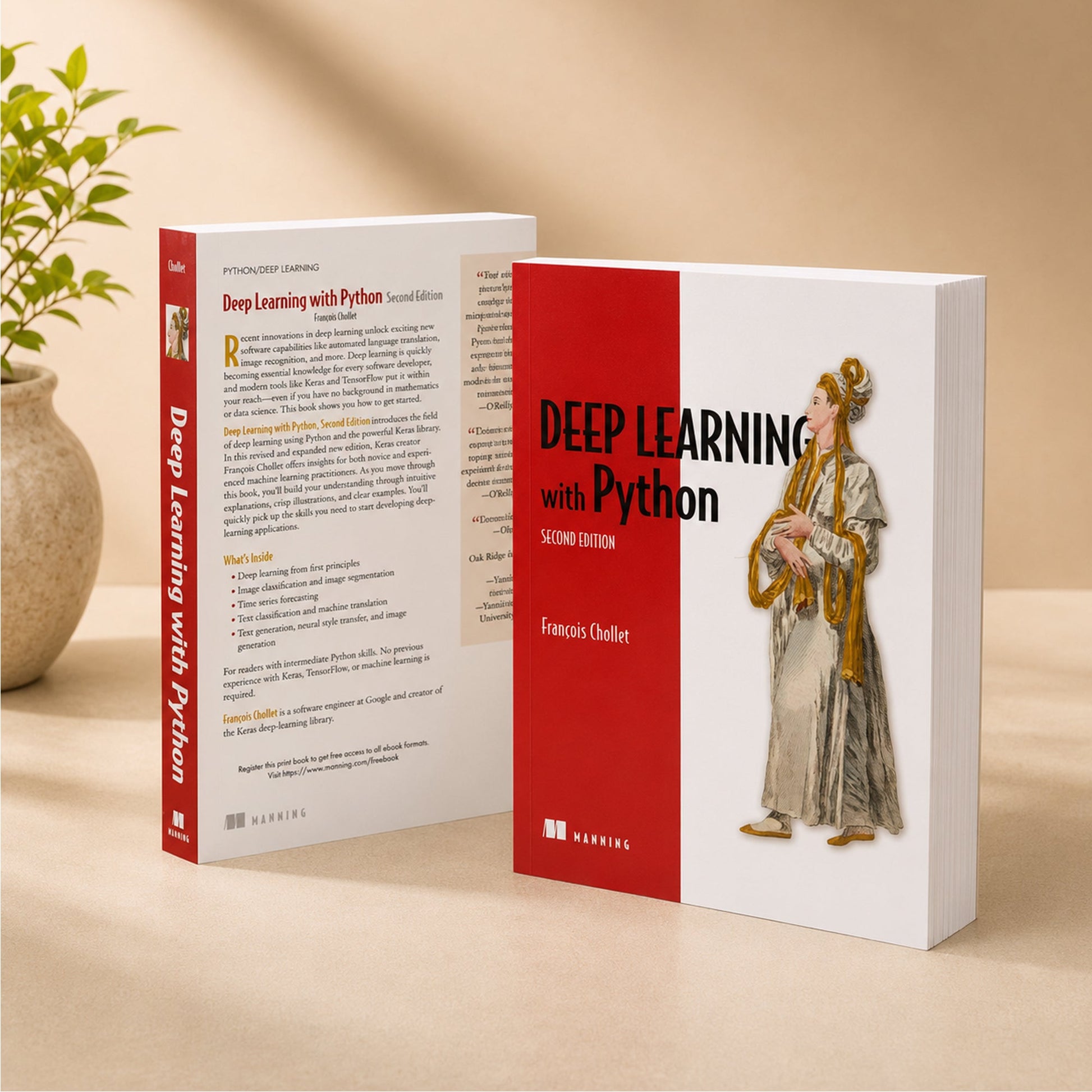 Deep Learning with Python, Second Edition by Francois Chollet – Manning paperback showing front cover and back cover side by side